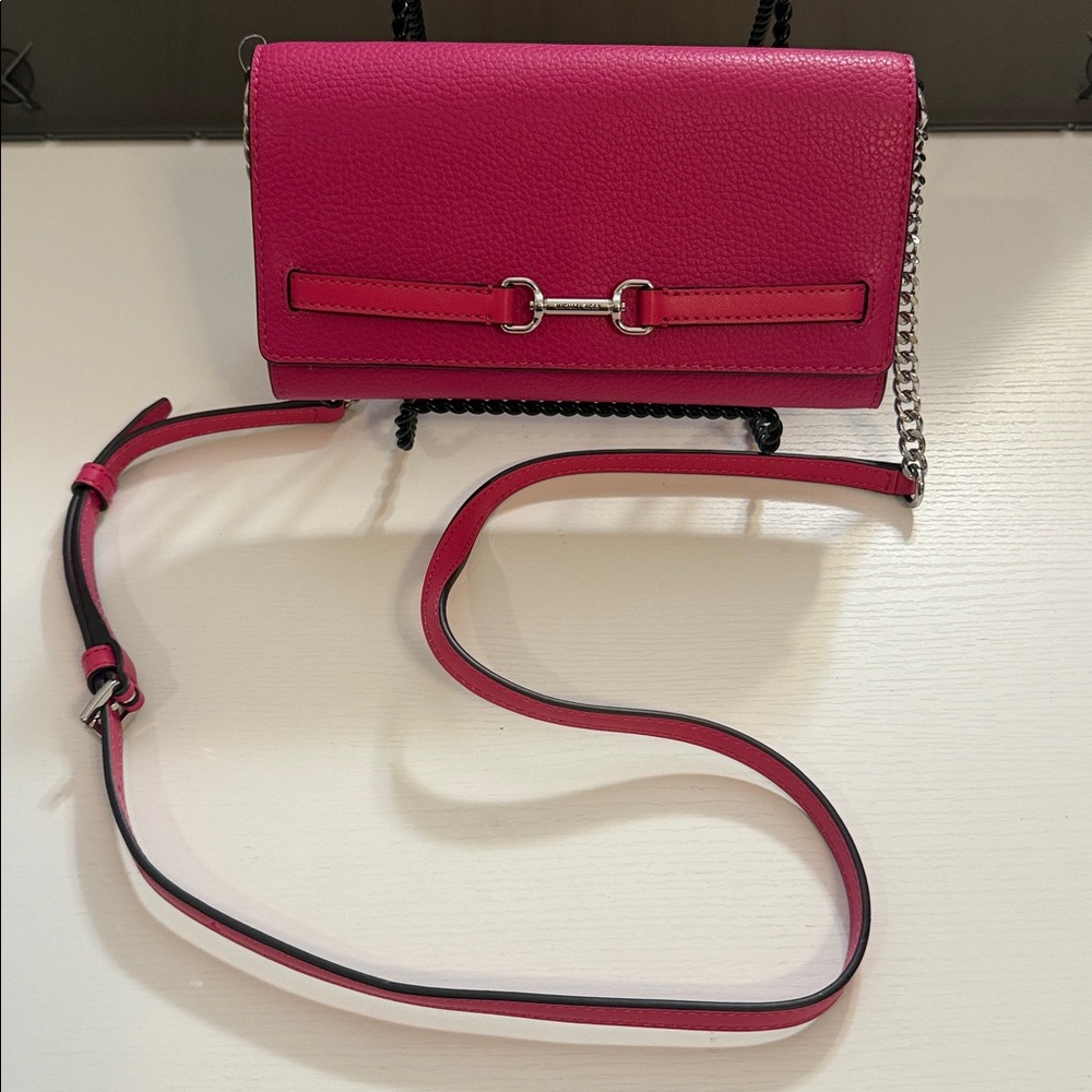 Michael Kors Dragonfruit Women's Leather Wallet on chain